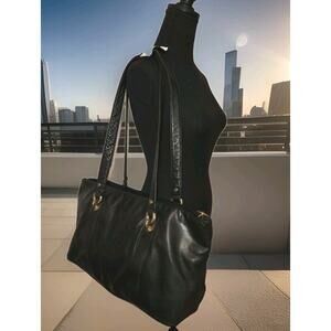 Donna Karan New York Leather Handbag Black 17x9x6